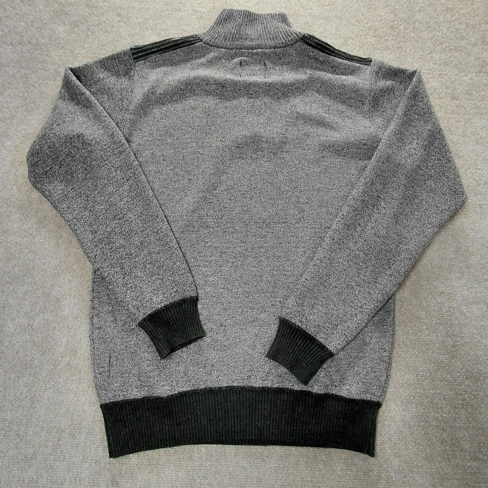 The North Pole 1/4 Zip Sweater Mens MEDIUM Gray Black Elbow Patches Lightweight